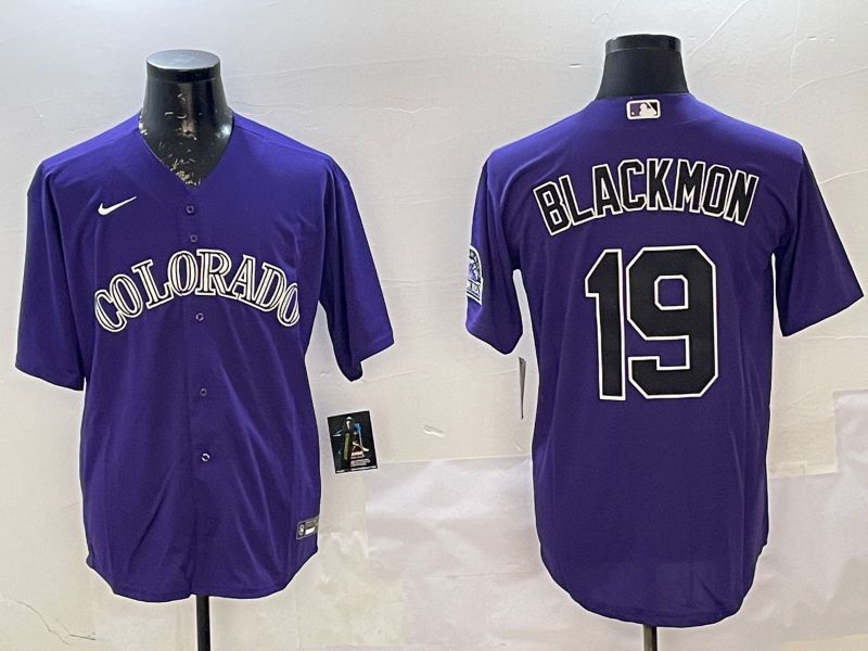 Men Colorado Rockies #19 Blackmon Purple Game 2025 Nike MLB Jersey style 1